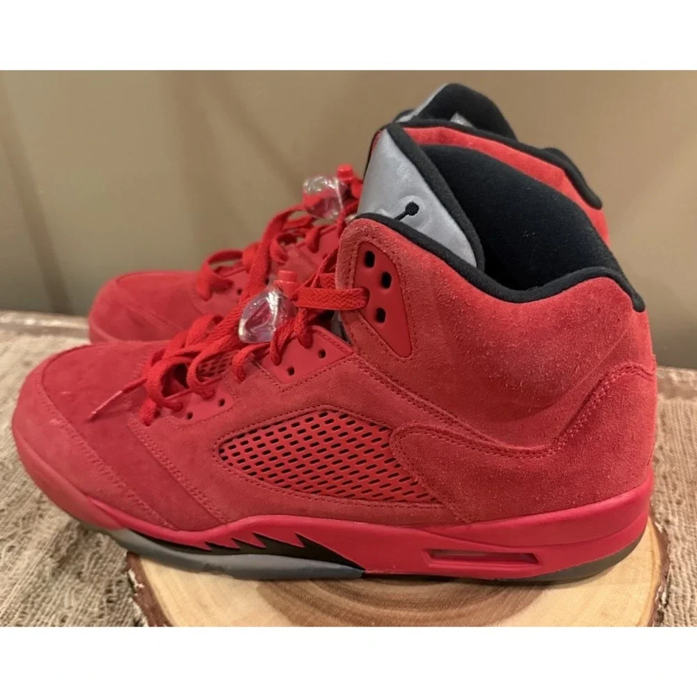 Size 13 - Air Jordan 5 Retro Red Suede Black Leather (136027-602) VGUC‎